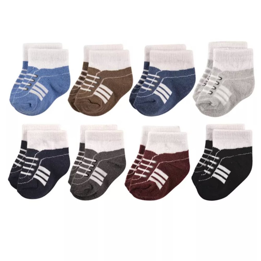 NTW Hudson Baby Football Themed Sneaker Socks, 8-Pack 6 - 12 months medium